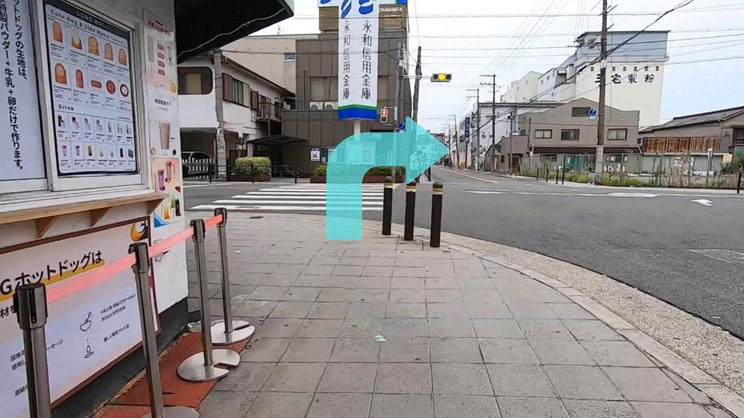 右折：生野本通商店街へ