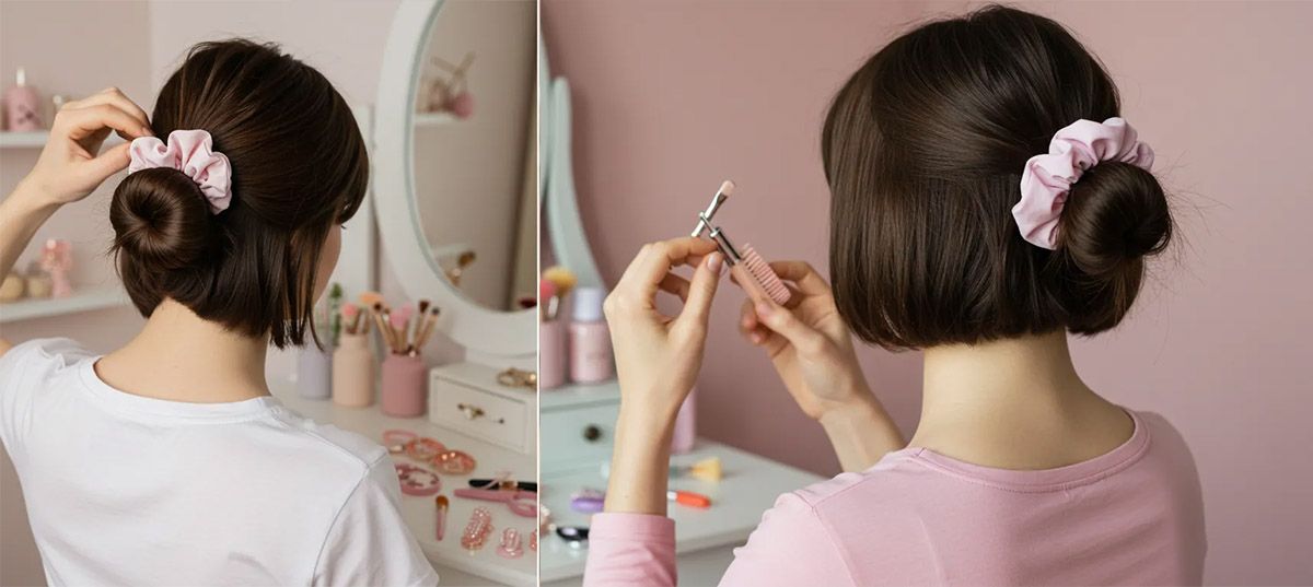 ボブ お団子 シュシュの可愛い作り方